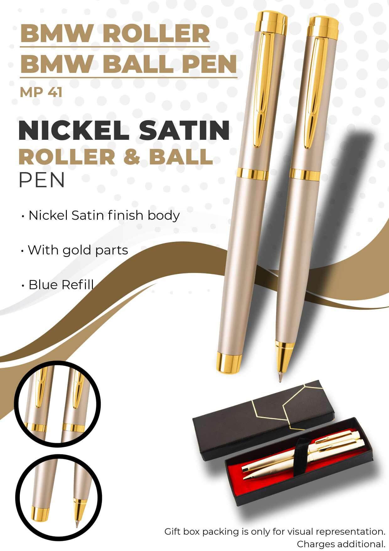 Nickel Satin Roller & Ball Pen